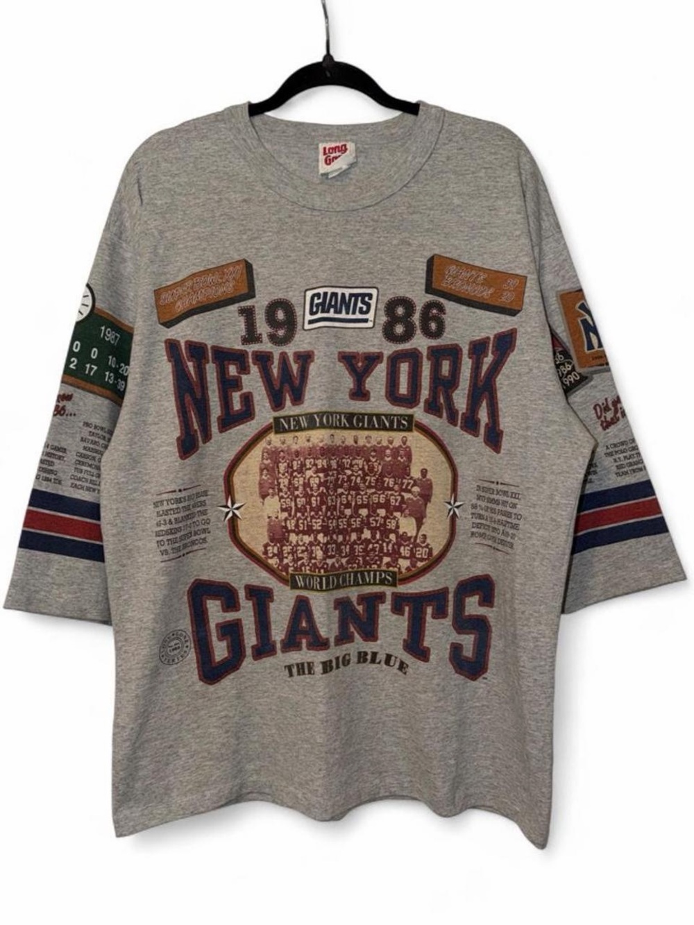 Vintage 80s 90s New York Giants 3/4 sleeve baseball style shirt size large